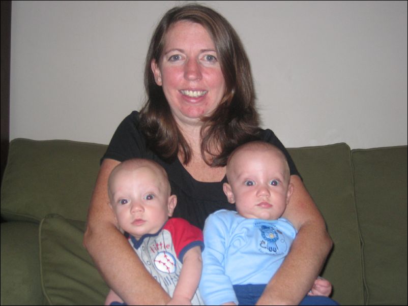 Mommy holding Sebastian & Owen